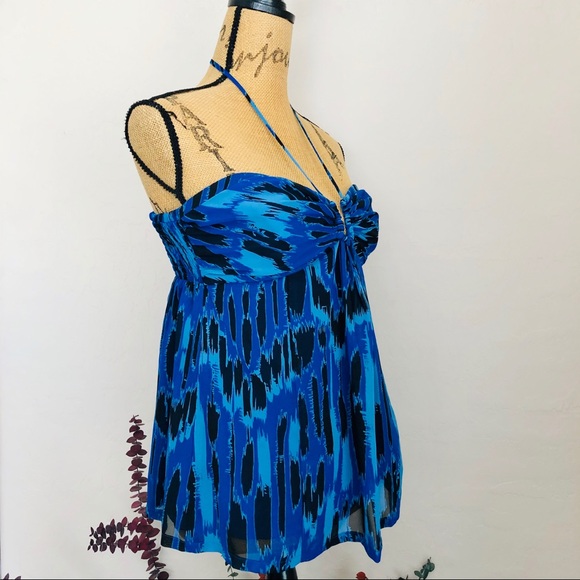 BCBGeneration Blue Halter Top M - Picture 2 of 7